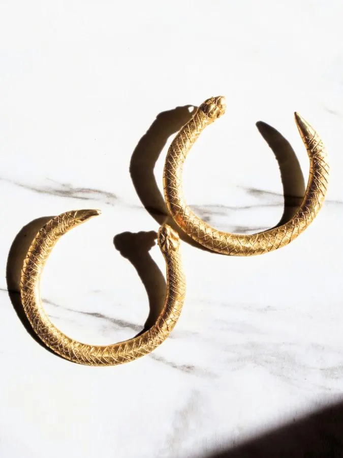 Noir Serpent Gold Hoop Earrings