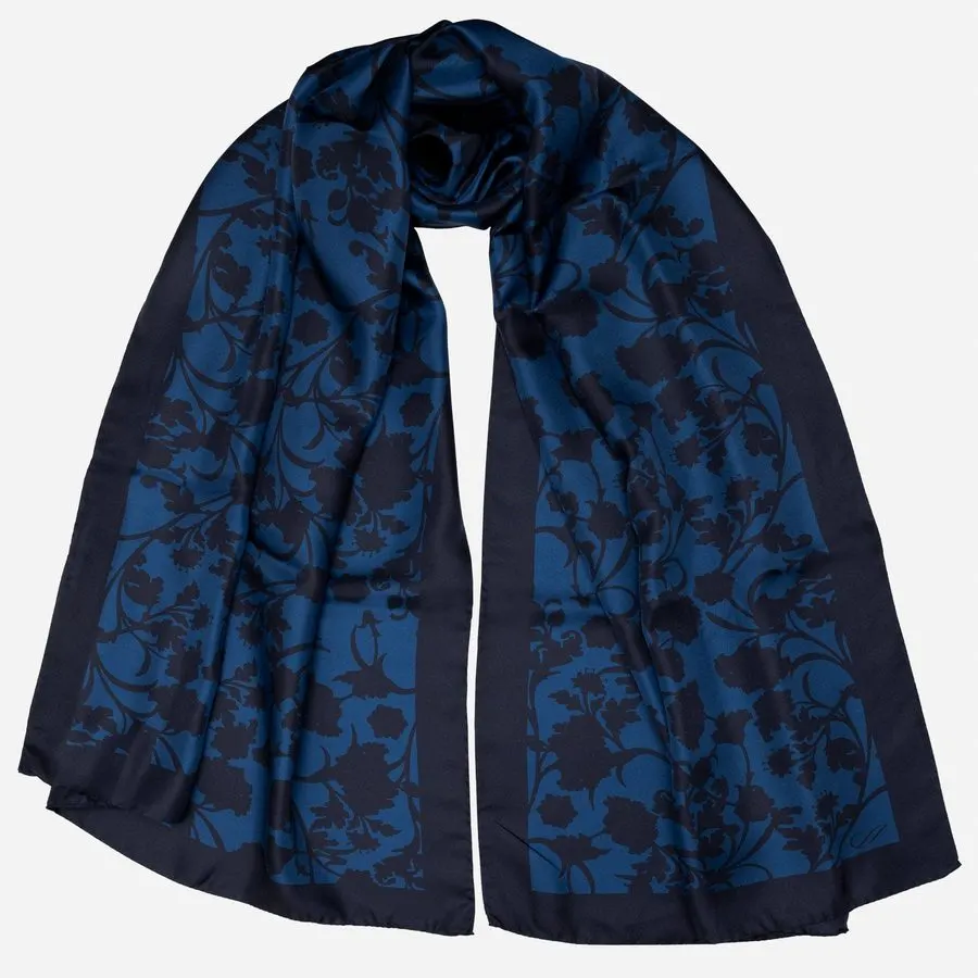 Midnight Botanical Silk Shawl