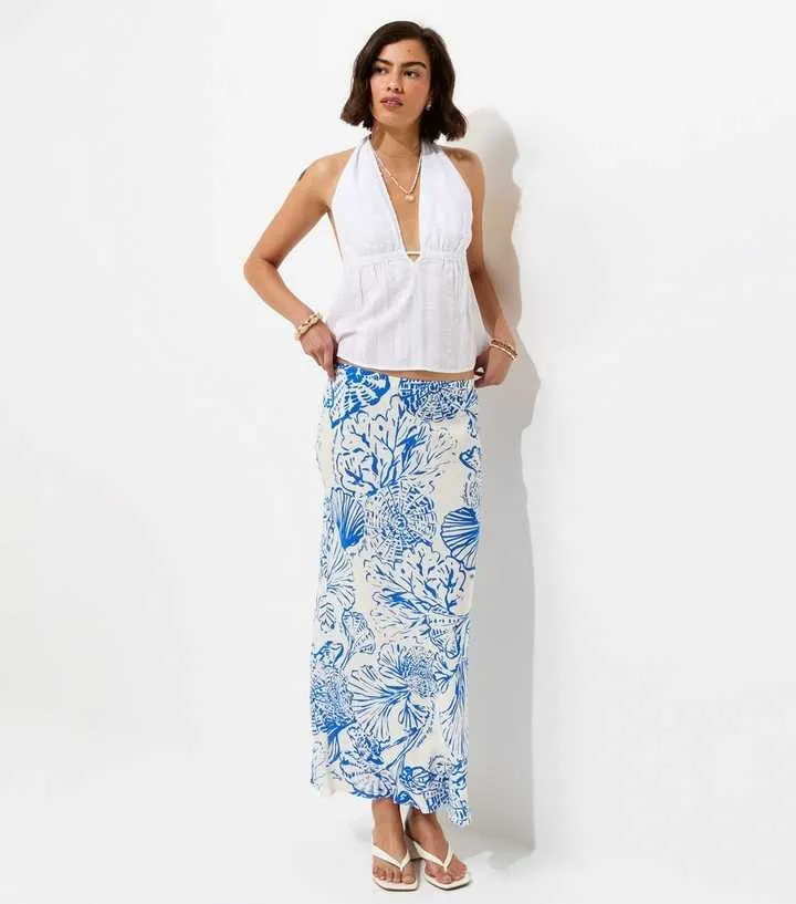 Azure Bias-Cut Midi Skirt