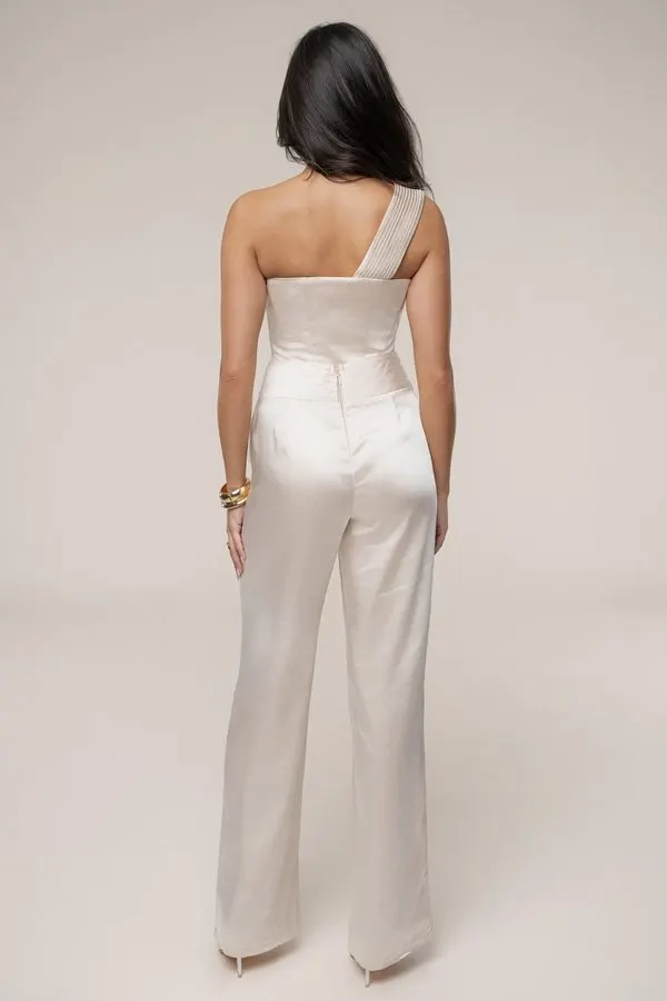 Champagne Satin-Back Trousers