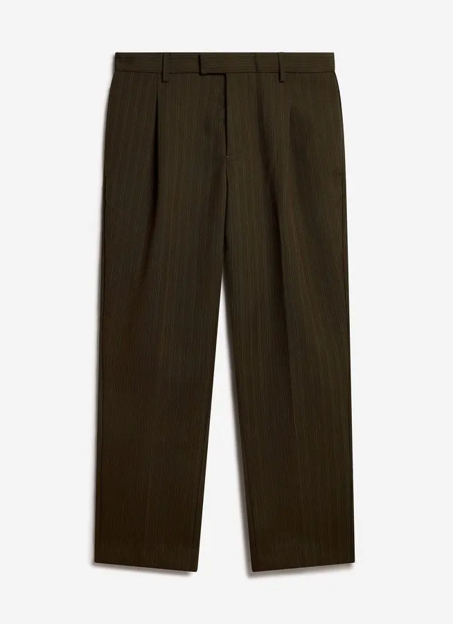 Olive Pleated Cigarette Trousers