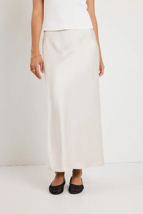 Pearl Satin Midi Skirt