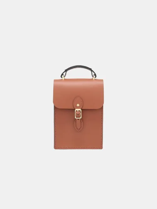Cognac Leather Mini Satchel