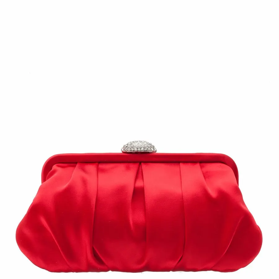 Rouge Satin Evening Clutch
