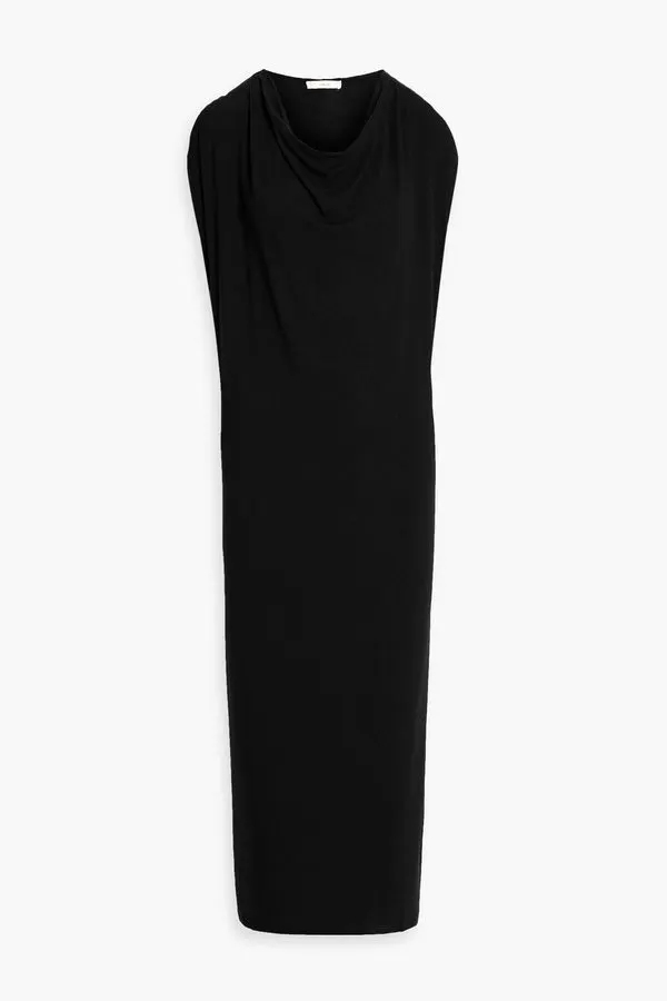 Noir Draped Jersey Maxi Dress