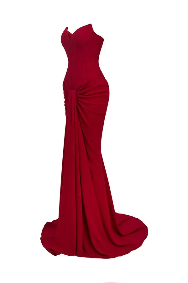 Rubis Draped Red Gown