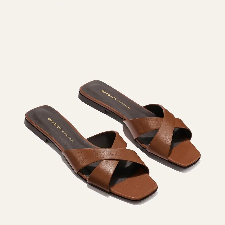 Cognac Strap Flats