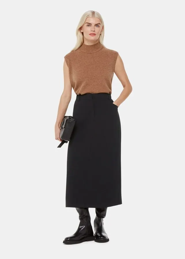 Noir Tailored Midi Skirt