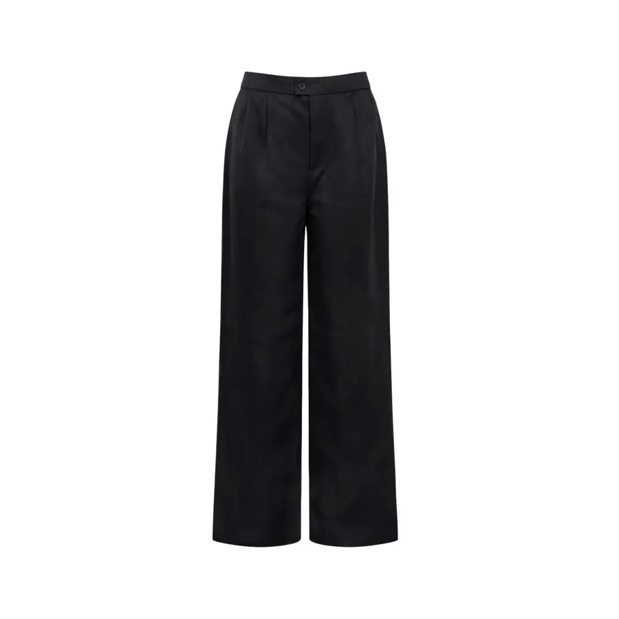 Noir Double-Pleat Tailored Trousers
