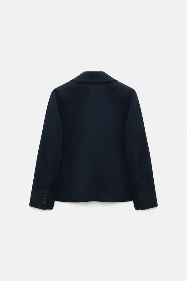 Noir Power-Shoulder Suit Jacket