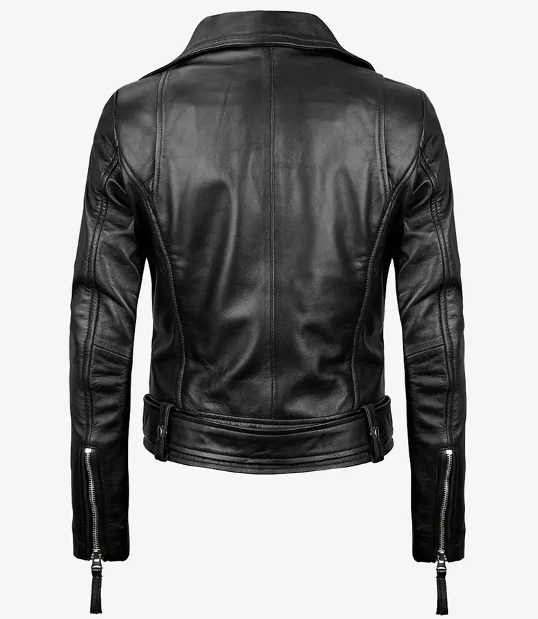 Onyx Asymmetric Leather Biker Jacket