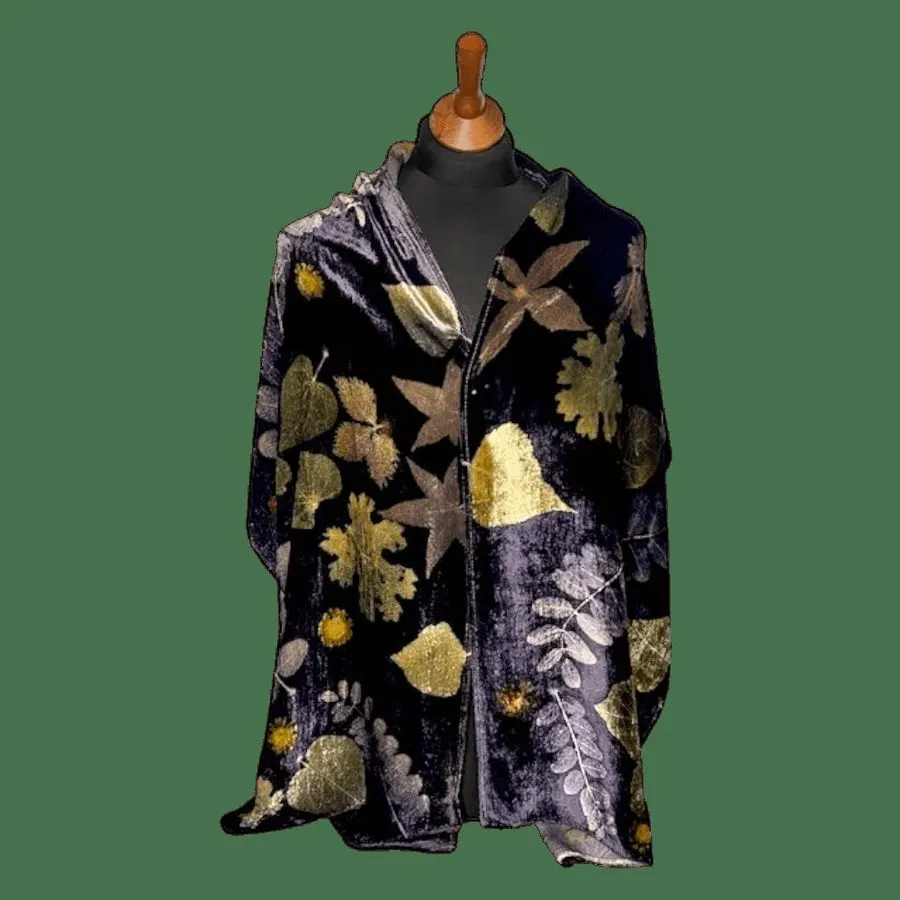 Midnight Botanical Silk Shawl