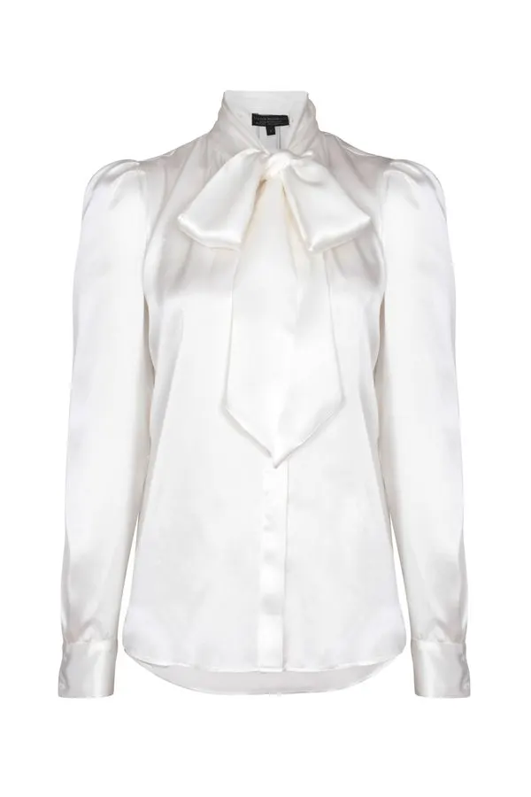 Satin Tie-Neck Blouse