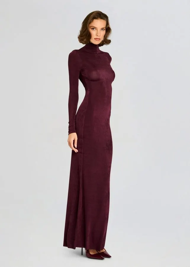 Merlot Burgundy Sheath Gown