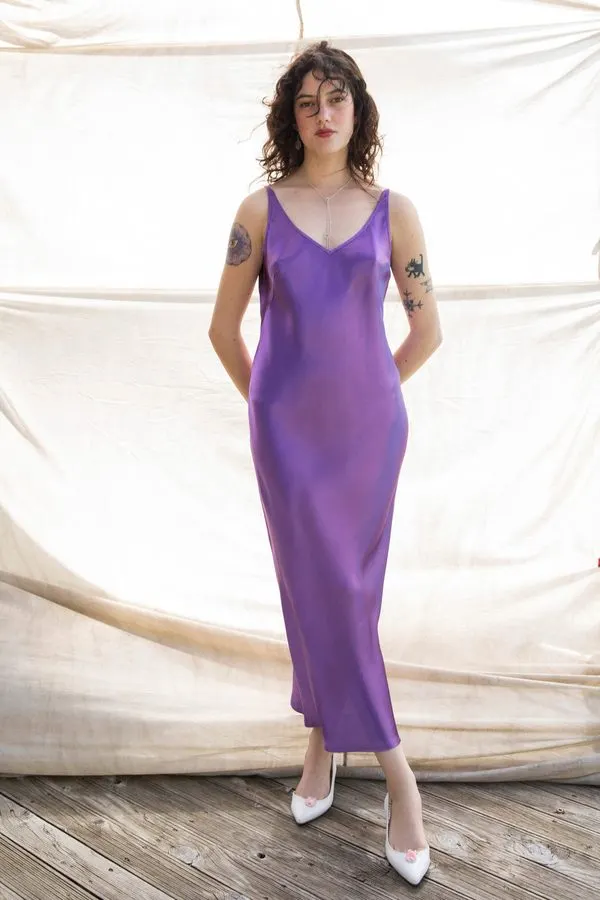 Amethyst Satin Bias Slip Dress