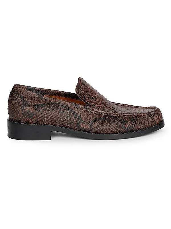 Serpent-Embossed Leather Loafers