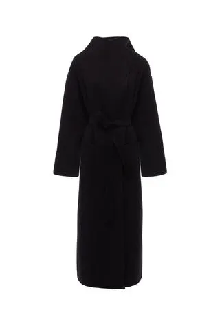 Noir Belted Wool Overcoat