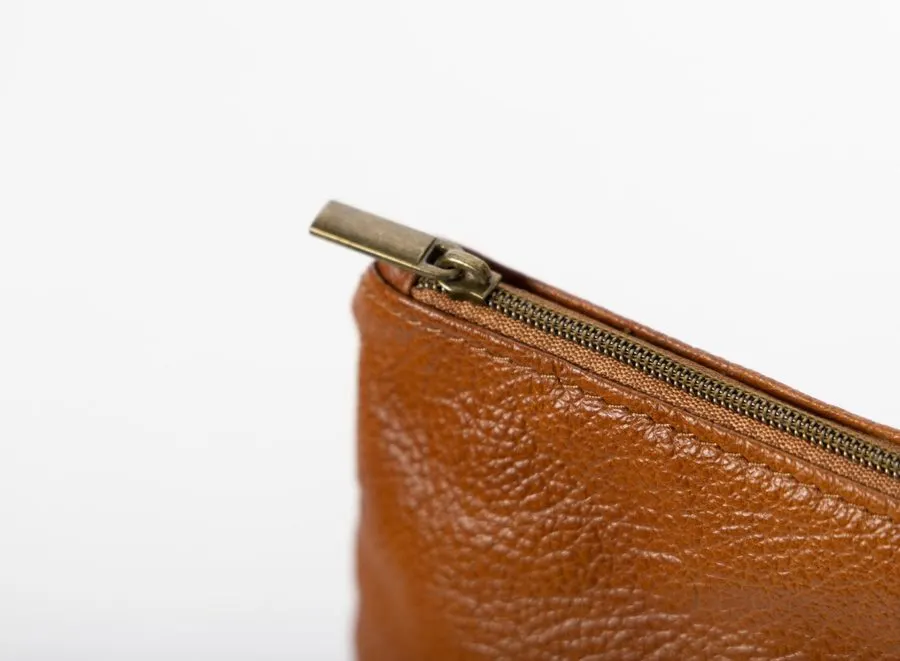 Cognac Leather Evening Pouch