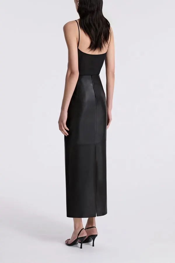 Midnight Leather Column Skirt
