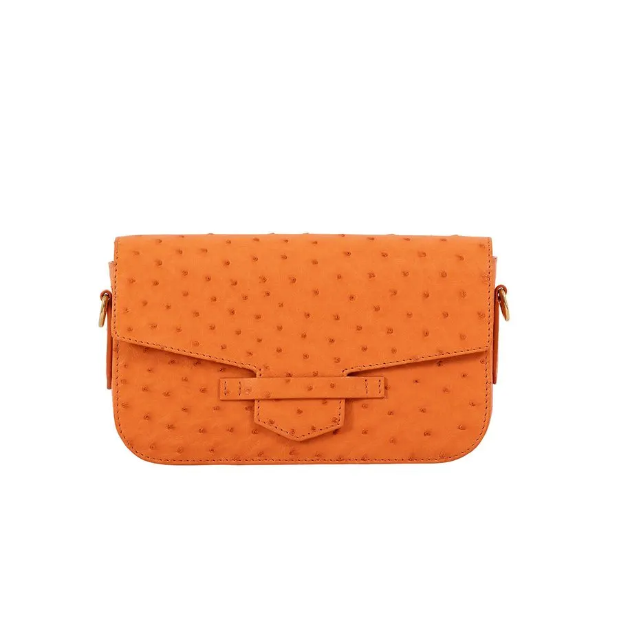 Tangerine Suede Pouch Clutch