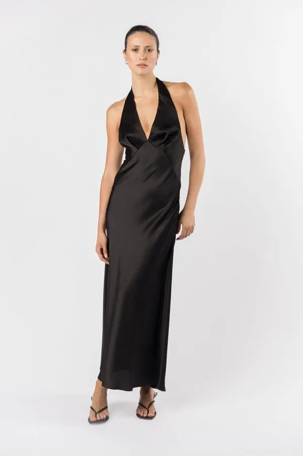 Obsidian Satin Slip Gown