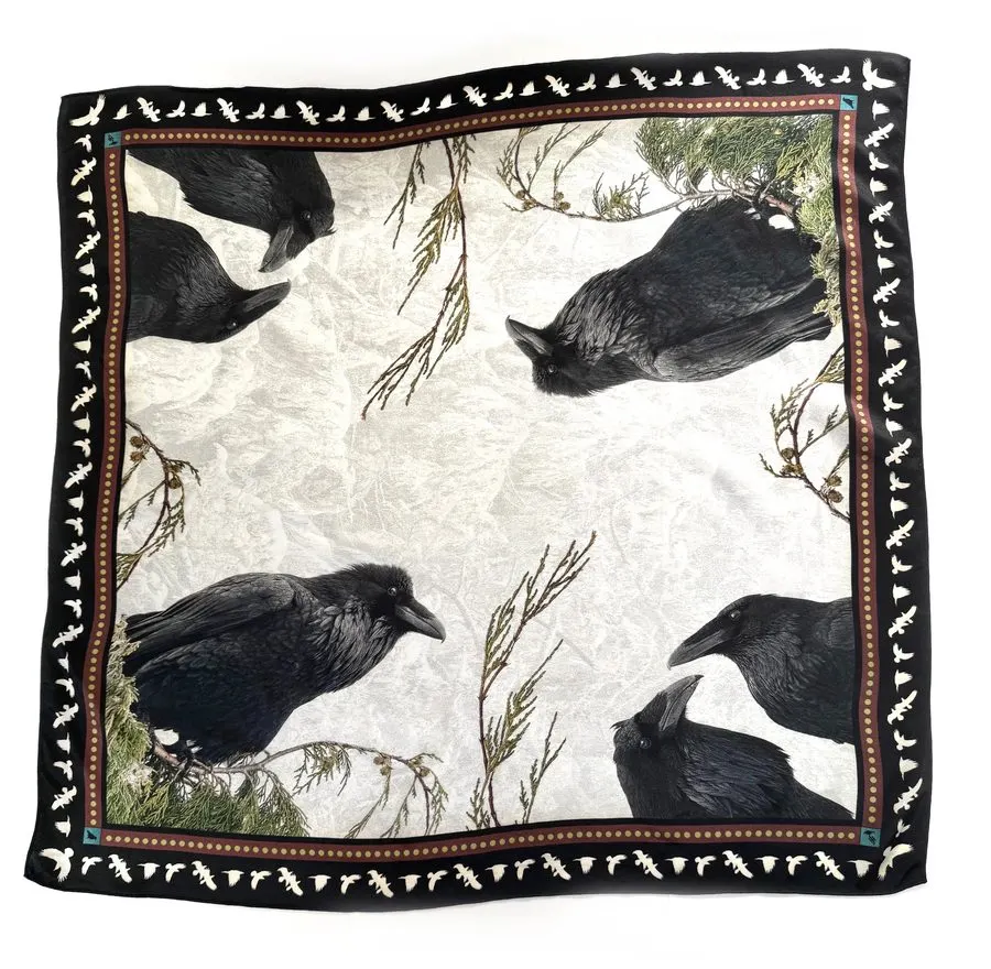 Raven Feather Silk Bandana