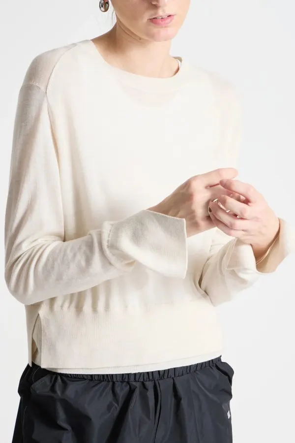 Ivory Fine-Gauge Knit Pullover