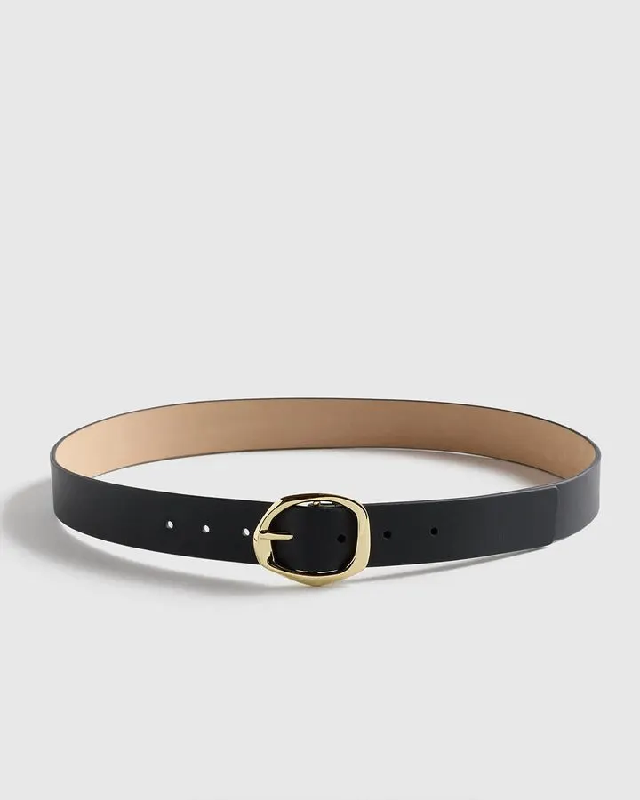 Sculpted-Buckle Leather Belt