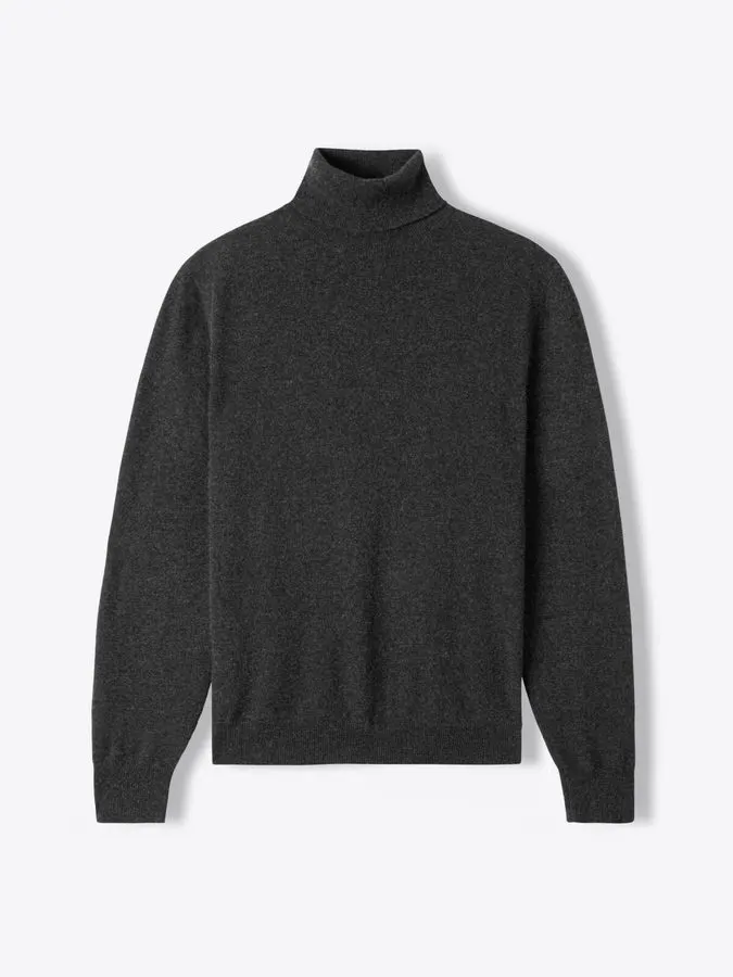 Charcoal Fine-Knit Turtleneck