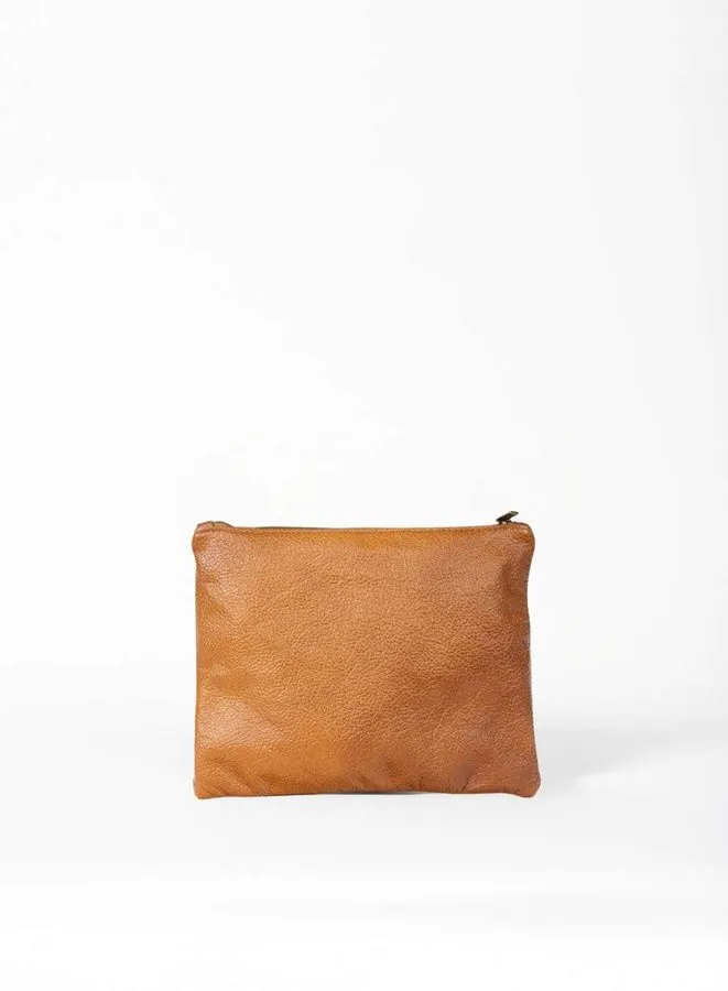 Cognac Leather Evening Pouch