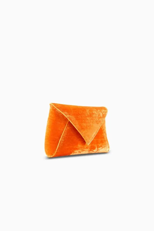 Tangerine Suede Pouch Clutch
