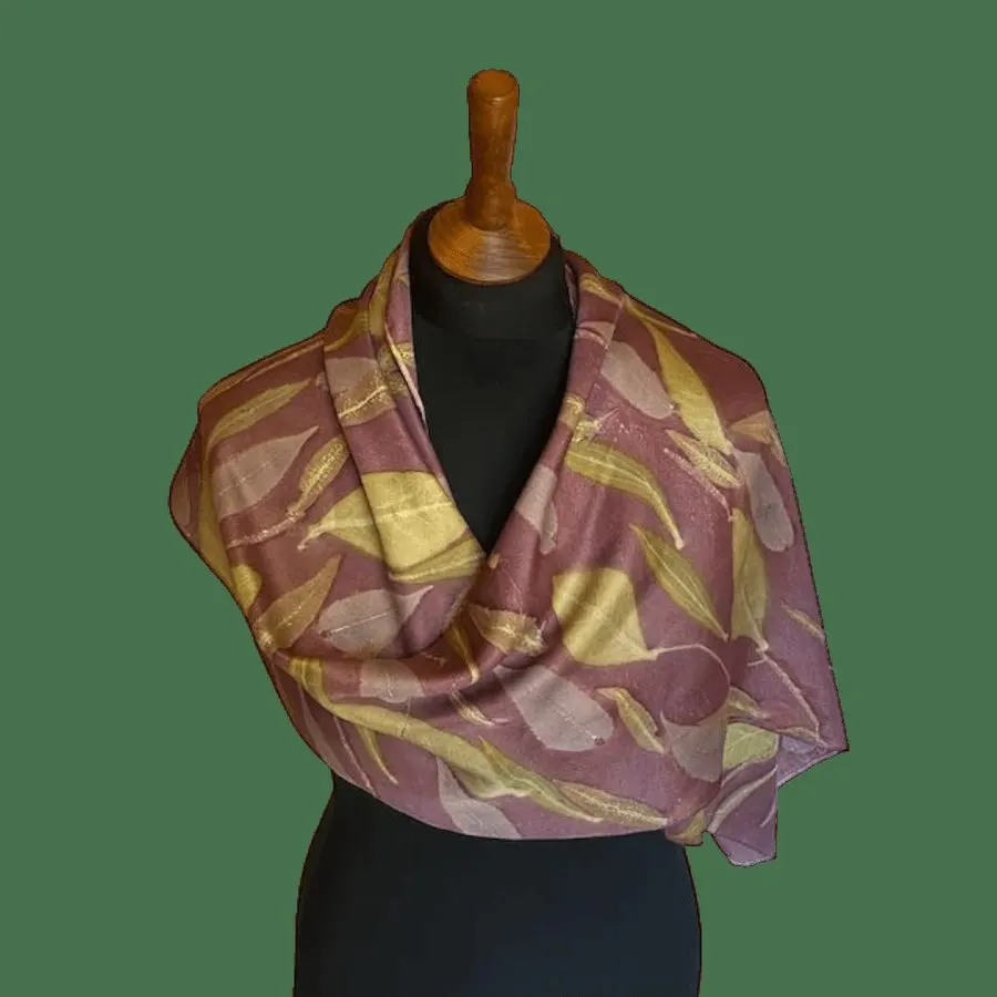 Aubergine Damask Silk Foulard