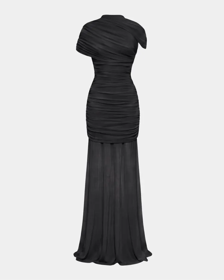 Colonnade Draped Black Gown