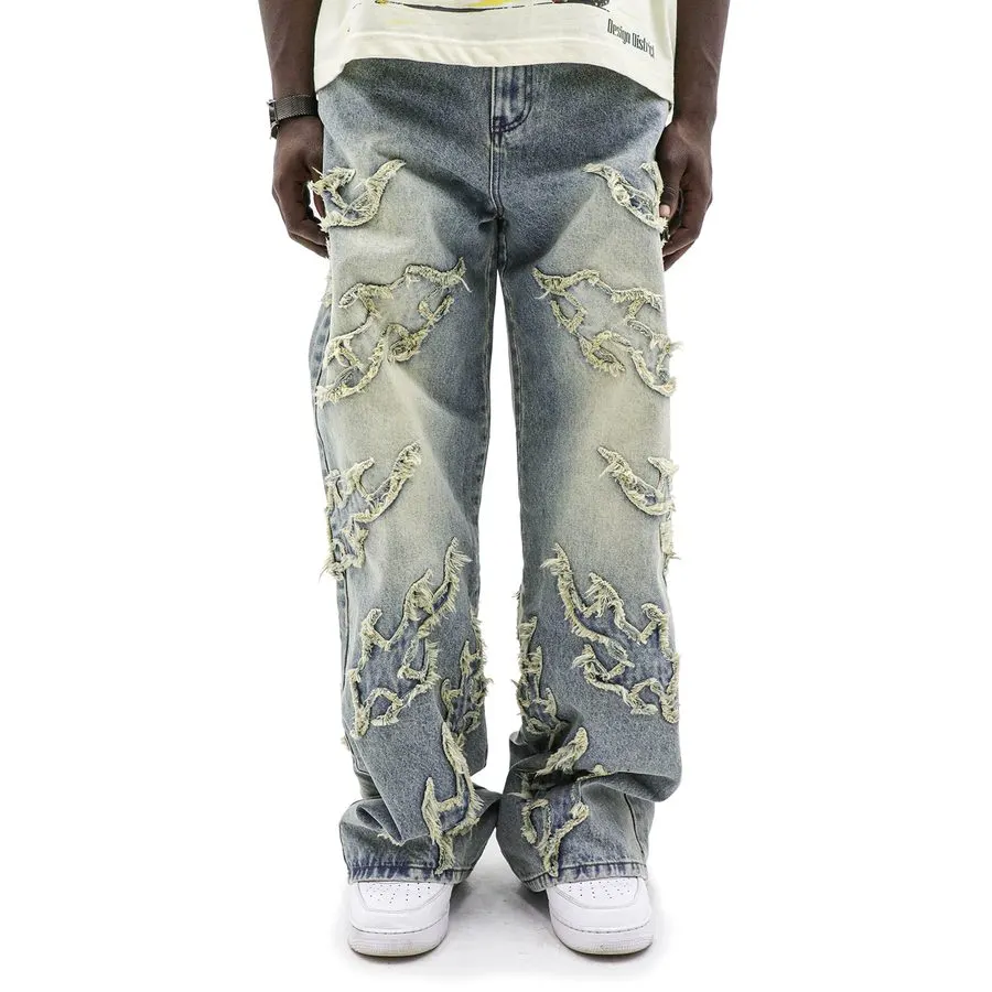 Distressed Straight Jeans
