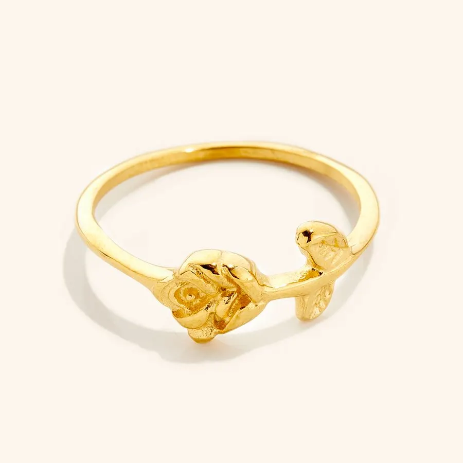 Rose Petal Gold Ring Duo