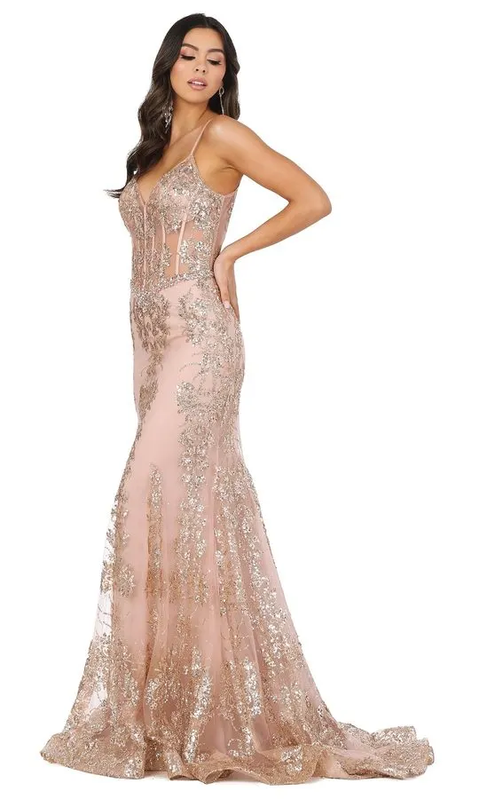 Rose Sequin Evening Gown