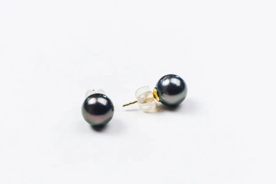 Pearl Noir Stud Earrings