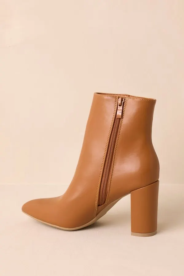 Cognac Heeled Ankle Boots