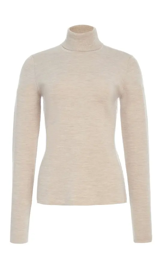 Oatmeal Cashmere-Blend Turtleneck