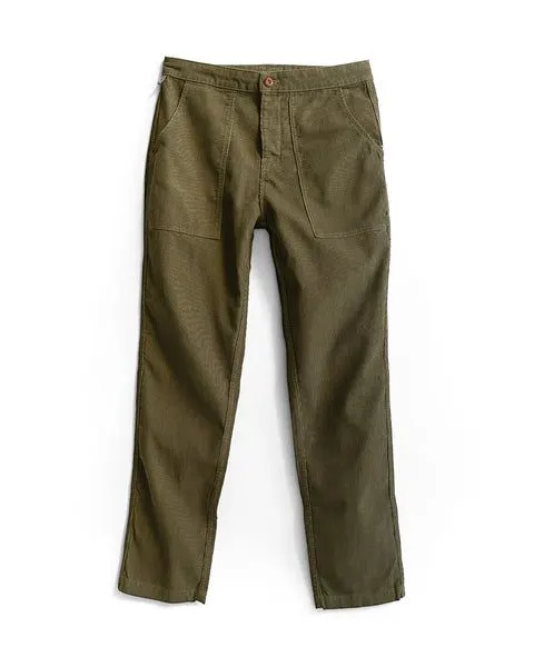 Olive High-Rise Wide-Leg Trousers