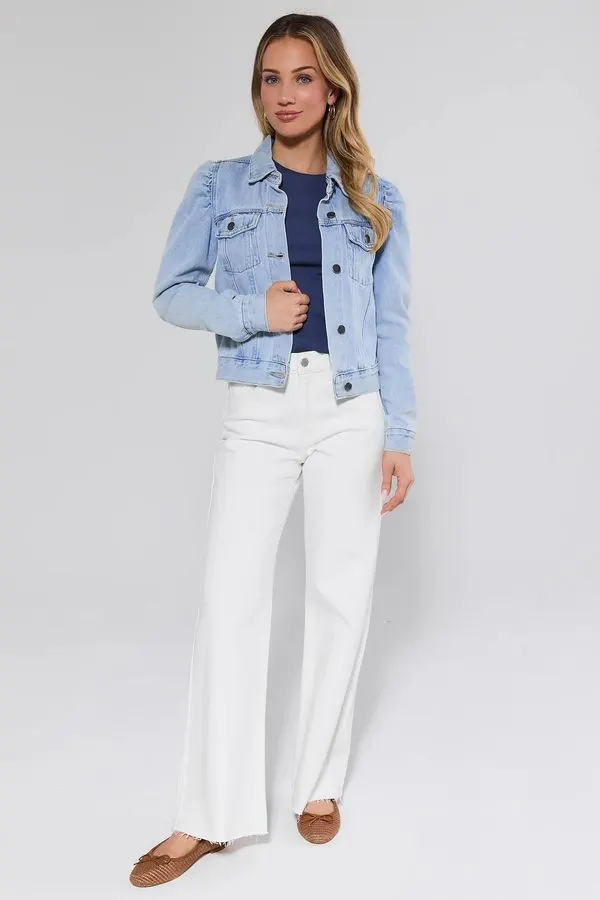 Light-Wash Fitted Denim Jacket