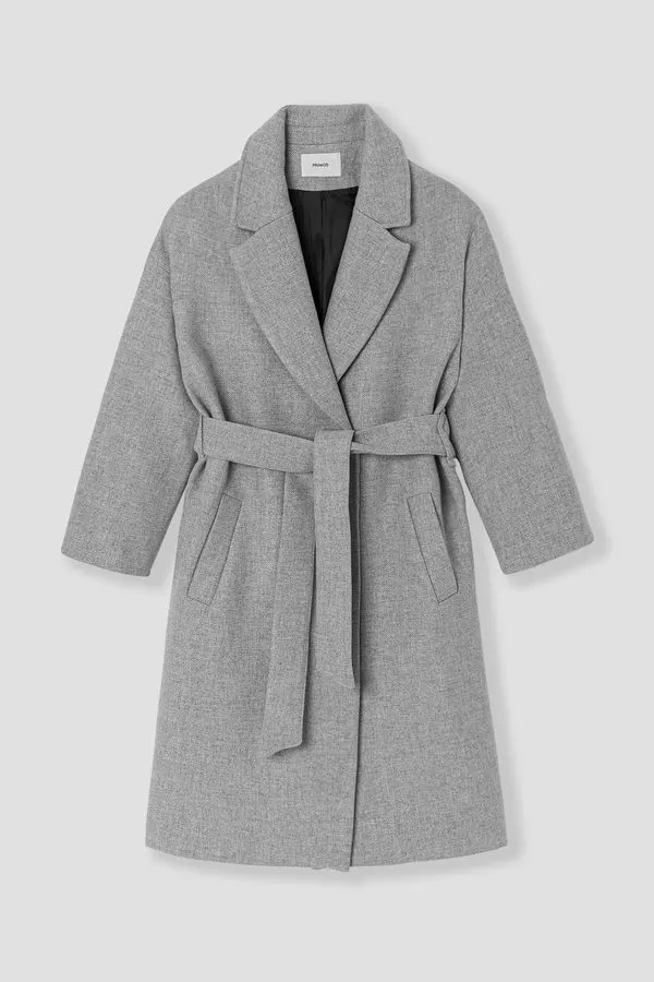 Pearl Grey Belted Coat