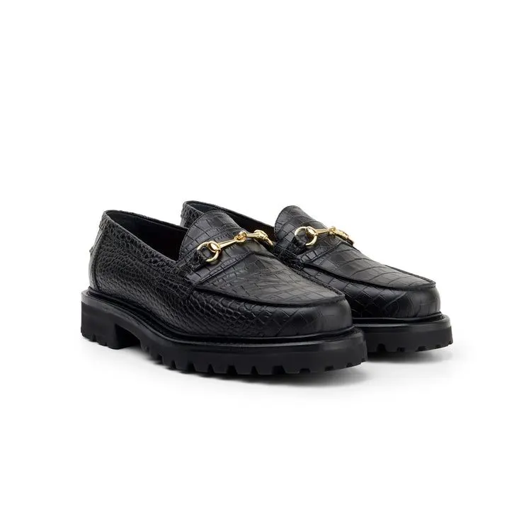 Black Lug-Sole Loafers