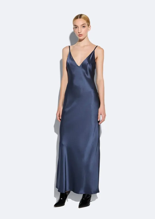 Ink Satin Slip Dress