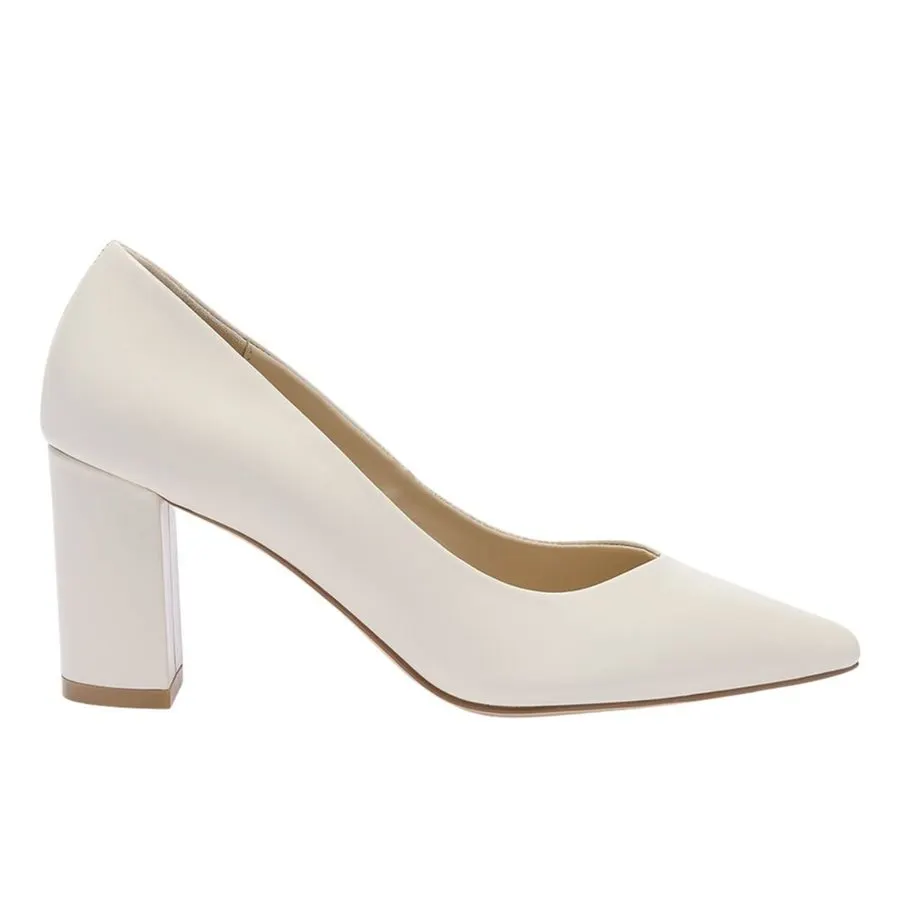 Blanc Leather Court Heel
