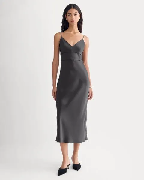 Graphite Silk Slip Midi