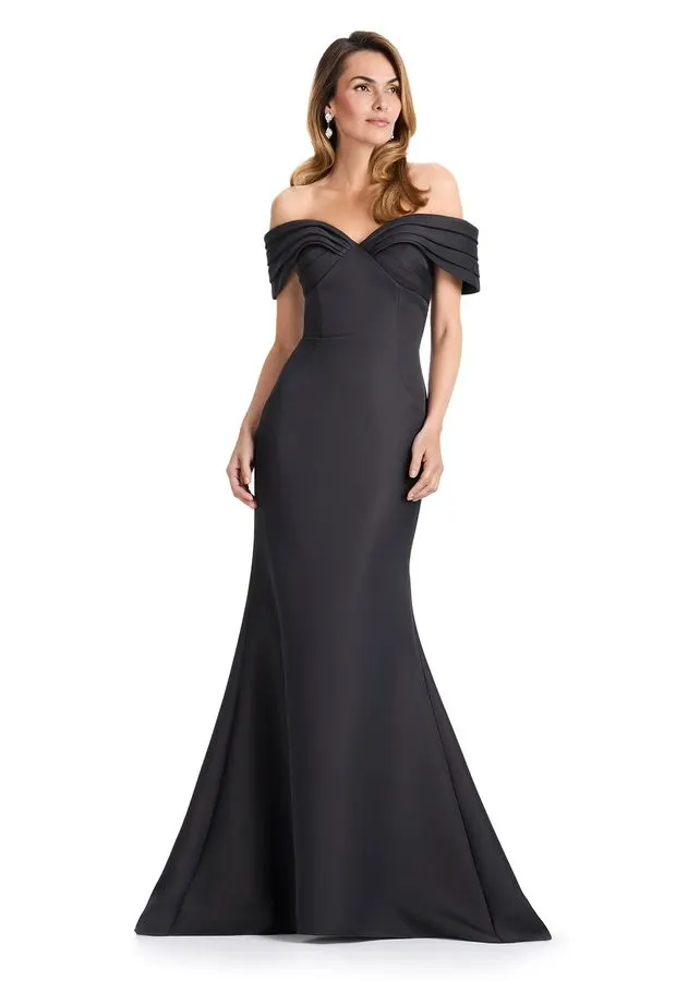Onyx Off-Shoulder Evening Dress