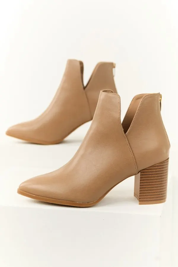 Tobacco Block-Heel Booties