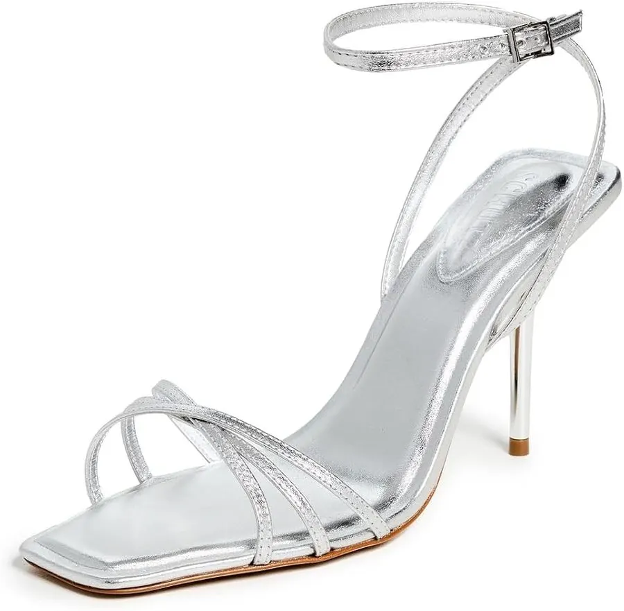 Silver Metallic Heeled Sandals