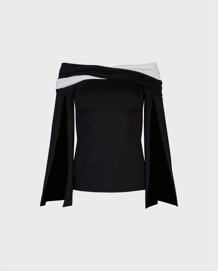 Monochrome Off-Shoulder Blouse